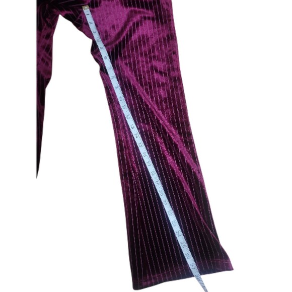 Leith Vampy Velvet Flare Pants Womens S Wine Pin Striped Whimsigoth Stretch - Picture 6 of 6